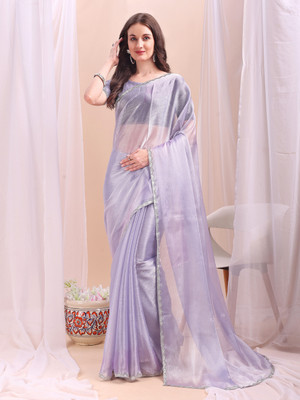 XOOM LADY Solid/Plain Bollywood Jimmy choo Saree(Purple)