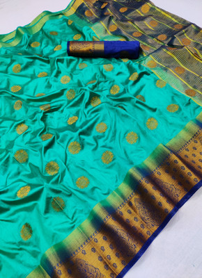 BHOLEBABA CREATION Woven Banarasi Tussar Silk Saree(Dark Green)