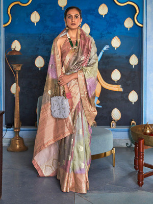 ANOUK Woven Banarasi Silk Blend Saree(Multicolor)