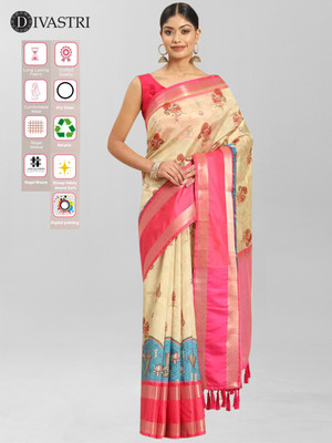 Divastri Printed Bollywood Art Silk Saree(Beige)