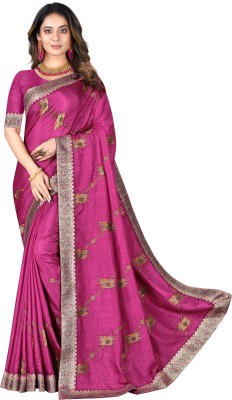 Minaxi Fashion Embroidered Bollywood Georgette Saree(Pink)