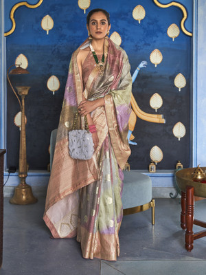 Sareemall Woven Bollywood Silk Blend Saree(Multicolor)