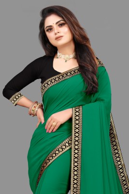 MATRUCHHAYA Embroidered, Woven Daily Wear Georgette, Chiffon Saree(Light Green, Black)