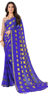 RHEY Woven Bollywood Chiffon Saree(Blue)