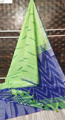 Nisha Creation Printed Bollywood Cotton Linen Saree(Multicolor)