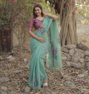 Tasrika Woven Banarasi Cotton Silk Saree(Light Green)