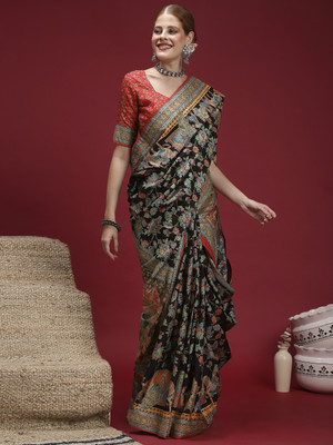 Sareemall Printed Banarasi Viscose Rayon Saree(Multicolor)