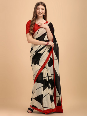 Rarebeauty Printed Bollywood Chiffon Saree(Black)