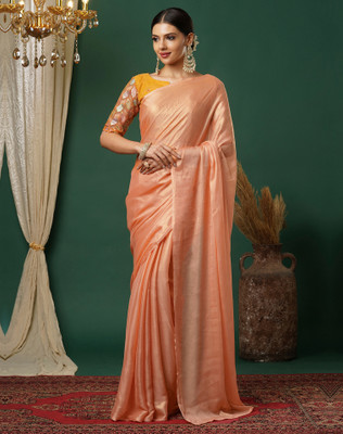 SIRIL Embellished, Dyed Bollywood Georgette Saree(Orange)