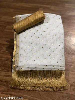 VINIT ENTERPRISE Embellished Daily Wear Chiffon Saree(White)