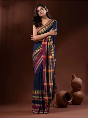 RRBB Self Design Handloom Pure Cotton Saree(Multicolor)