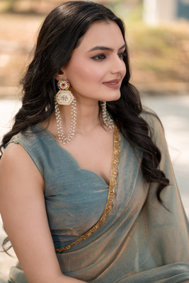 COSBILA FASHION Embellished Bollywood Silk Blend Saree(Multicolor)