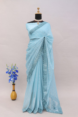 Aarya Fashion Applique Bollywood Lycra Blend Saree(Multicolor)