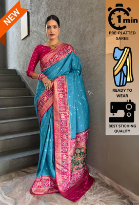 YANKITA Embellished Daily Wear Georgette Saree(Blue)