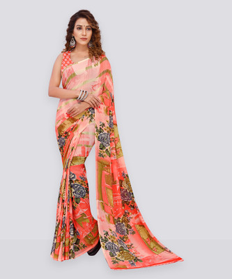 Anand Sarees Floral Print Daily Wear Georgette Saree(Pink)