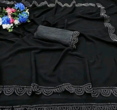 Sayal Creation Self Design Bollywood Georgette Saree(Black)
