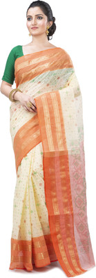 SRILOK Self Design, Printed Tant Cotton Blend Saree(Orange)