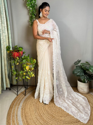 Divastri Embellished Bollywood Georgette Saree(Beige)