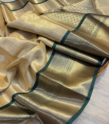Haniya creation Woven Banarasi Art Silk Saree(Beige)