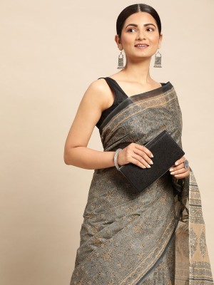 SHANVIKA Printed Daily Wear Pure Cotton Saree(Grey)