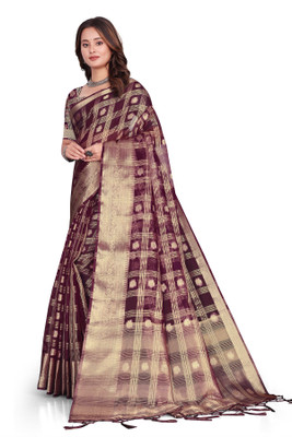 Aarunika IC Solid/Plain Bollywood Organza Saree(Magenta)