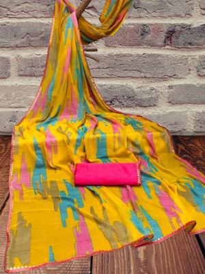 Kanooda Prints Printed Bollywood Georgette Saree(Multicolor)