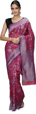 kalhari Self Design Jamdani Cotton Blend Saree(Pink)