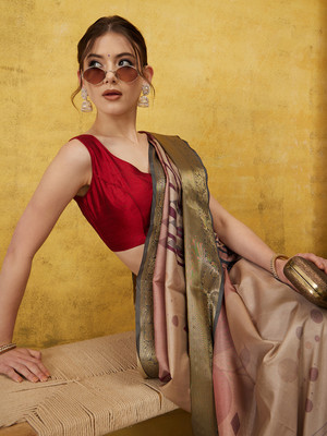 Tasrika Digital Print Banarasi Tussar Silk Saree(Multicolor)