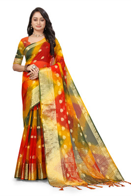 Aarunika MT Solid/Plain Bollywood Organza Saree(Multicolor)