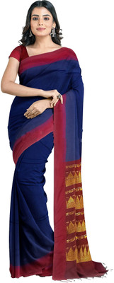 PAL BASTRALAYA Temple Border Maheshwari Cotton Silk Saree(Yellow)