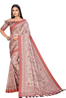 Aai shree khodiyar Digital Print Bollywood Silk Blend, Cotton Silk Saree(Multicolor)