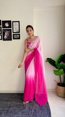 CLICKTHEMALL Self Design Bollywood Georgette Saree(Pink)