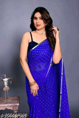 VINIT ENTERPRISE Embellished Daily Wear Chiffon Saree(Blue)
