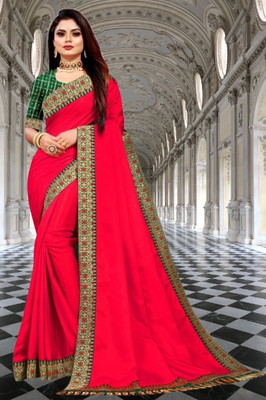TRENDYRETRO Solid/Plain Daily Wear Art Silk Saree(Pink)