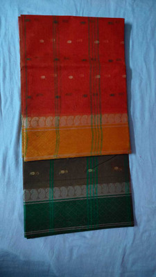 GHOSH TEXTILE Self Design Tant Pure Cotton Saree(Red)