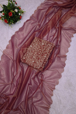 LADY SHOPI Self Design Bollywood Organza Saree(Maroon)