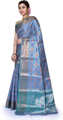 RASM Woven Handloom Silk Blend Saree(Blue)