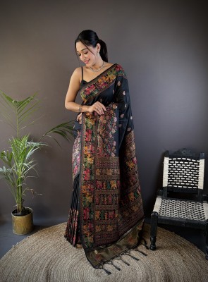 Tasrika Woven Bollywood Silk Blend Saree(Black)