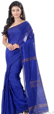 Maa laxmi saree center Printed Tant Pure Cotton Saree(Blue)