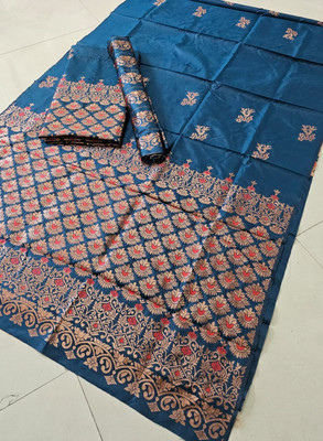 BHAGVATITEXTILE Woven Mekhela Chador Pure Silk Saree(Multicolor)