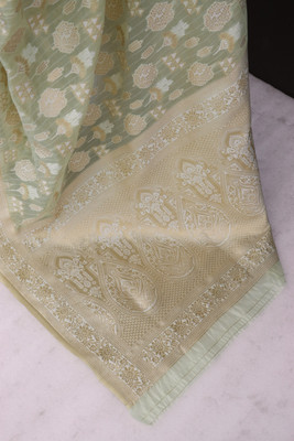 AAINA CREATION Printed Bollywood Tissue Saree(Light Green)