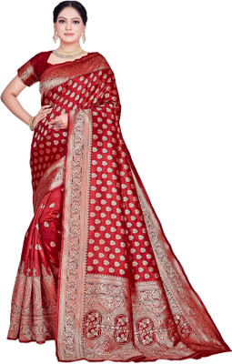 HouseOfCommon Woven Kanjivaram Pure Silk Saree(Maroon)