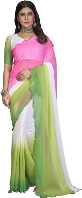 Julee Solid/Plain Bollywood Georgette Saree(Multicolor)