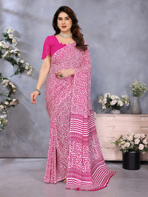 Anand Sarees Printed Daily Wear Georgette Saree(Pink)