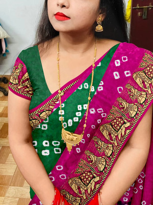 JERAVI Enterprise Printed Bandhani Art Silk Saree(Multicolor)