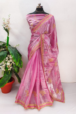 ZOYAL ENTERPRISE Embroidered Bollywood Jimmy choo Saree(Pink)