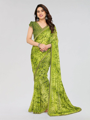 Moda Rapido Printed Bollywood Georgette Saree(Green)