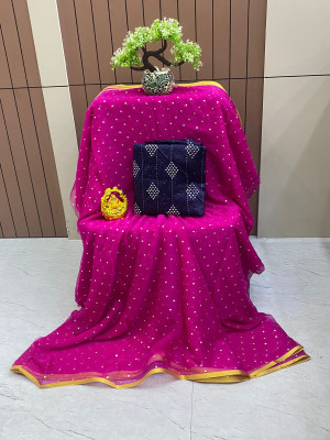 TOXEGO Polka Print Daily Wear Chiffon Saree(Purple)