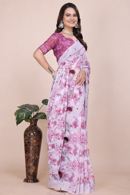 K 5 FASHION Digital Print, Self Design Bollywood Georgette Saree(Pink)