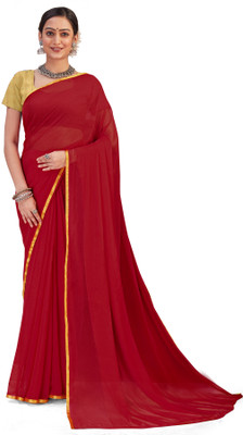 JiproStore Solid/Plain Daily Wear Chanderi Saree(Maroon)